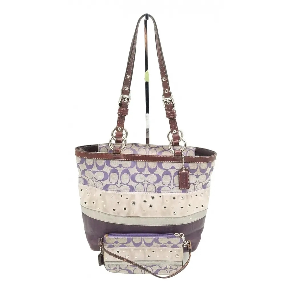 Coach Designer Y2k Signature Purple Patchwork Tote Pu… - Gem